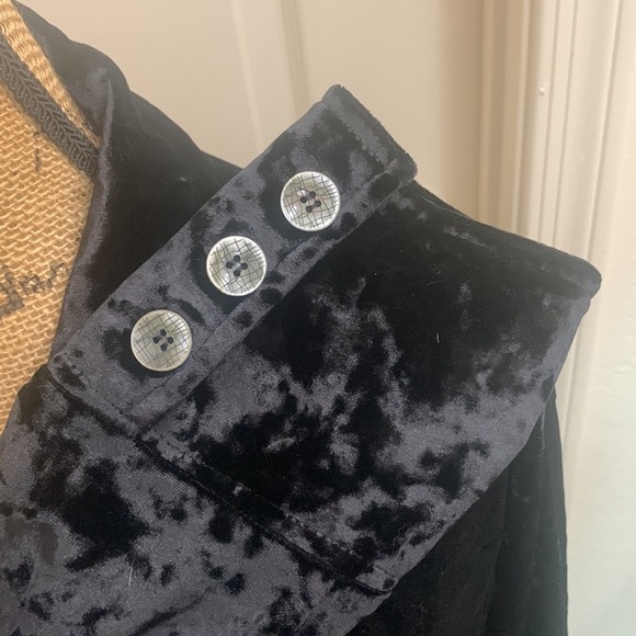 Black Velvet Button Front‎ Long Sleeve Collared Tunic Jacket Size 2X - Picture 6 of 8